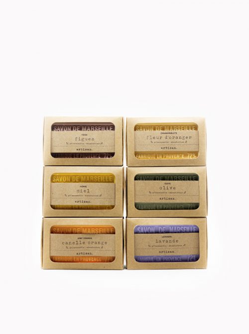 Naturseifen-Paket Midi verpackt in edlen Geschenkkartons, 6 Seifen nach Wahl, Original Savon de Marseille aus der Provence